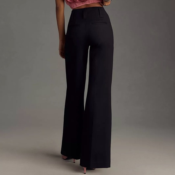 Anthropologie Maeve The Naomi Ponte Wide-Leg Flare Pants Size 6 Black - Picture 3 of 12